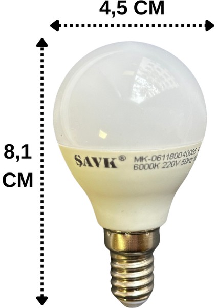 4W (25W) 6000K (Beyaz Işık) E14 Duylu LED Top Ampul (4 Adet)