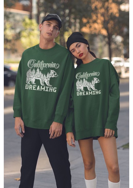 Unısex California Dreamıng Tarz Baskılı Oversize Sweatshirt 19624