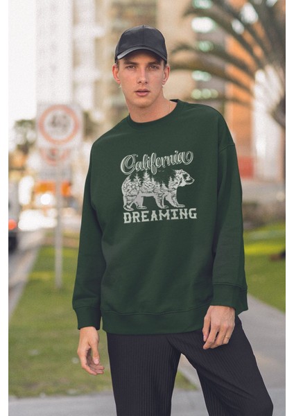 Unısex California Dreamıng Tarz Baskılı Oversize Sweatshirt 19624