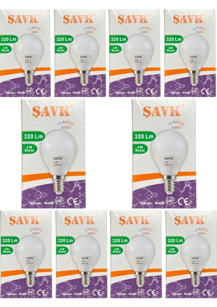 4W (25W) 6000K (Beyaz Işık) E14 Duylu LED Top Ampul (10 Adet)