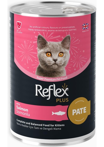 Plus Pate Içinde Et Parçacıklı Somonlu Yavru Kedi Maması 395 gr
