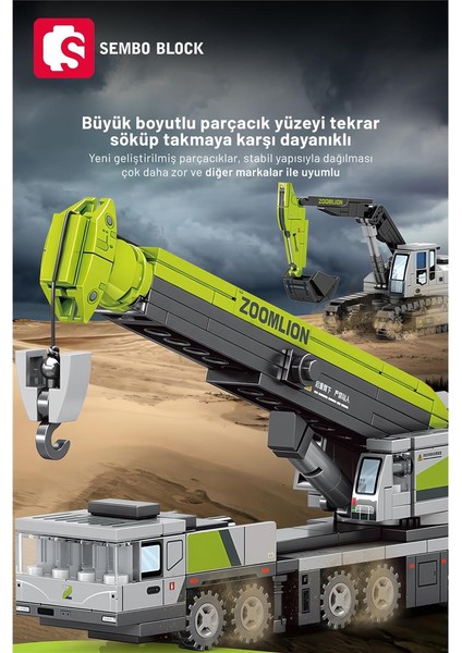 Sembo Block Zoomlion Lisanslı Mini Vinç 228 Parça Yapı Blokları LEGO ile Uyumlu (705101)