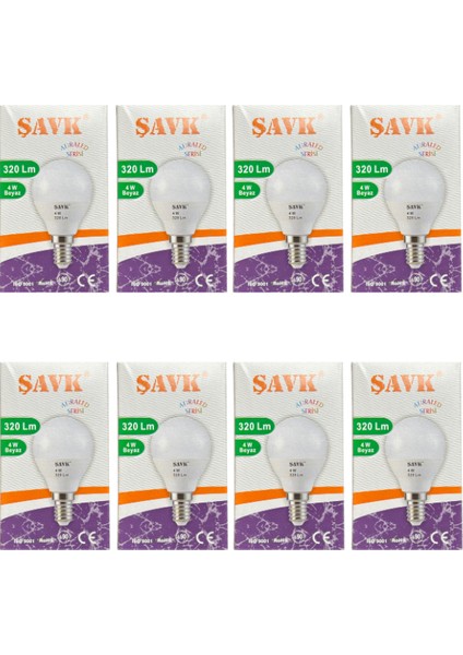 4W (25W) 6000K (Beyaz Işık) E14 Duylu LED Top Ampul (8 Adet)