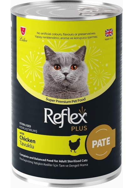 Plus Pate Içinde Et Parçacıklı Tavuklu Kısırlaştırılmış Kedi Maması 395 gr