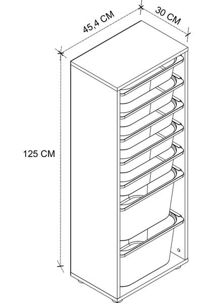 7 Sepetli Dolap Çok Amaçlı Dolap Oyuncak Dolabı Pera Beyaz