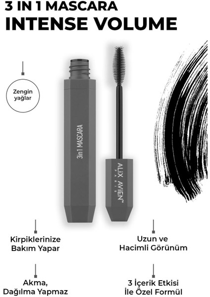 Yoğun Siyahlık & Hacim Veren Maskara - 3 IN 1 Mascara