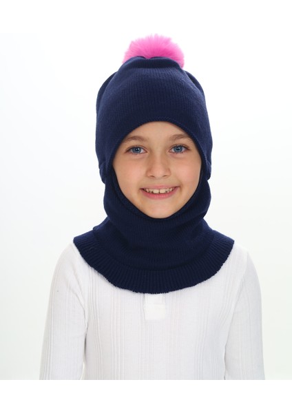Kız Çocuk Bere Boyunluk Kar Maskesi 4-10 Yaş