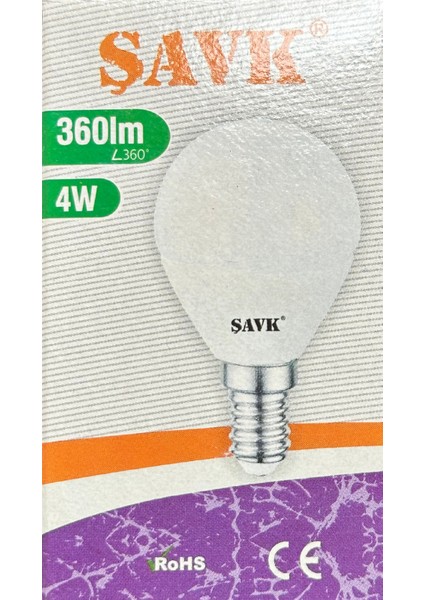 4W (40W) 3000K (Sarı Işık) E14 Duylu LED Top Ampul