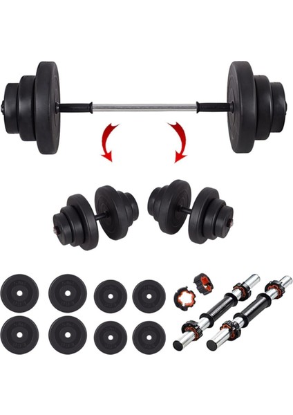 35 kg Siyah Vinyl Spor ve Fitness Dambıl Seti, Dayanıklı ve Çok Amaçlı