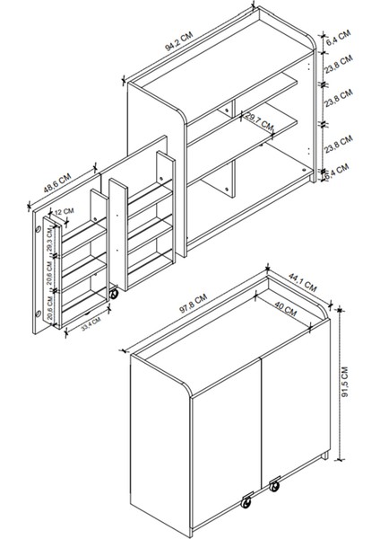 Çok Amaçlı Dolap Gökçe Erzak Dolabı Kiler Dolabı Mutfak Dolabı Çam