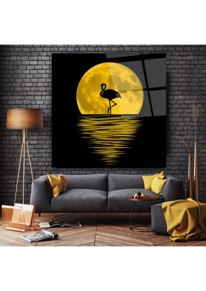 Teknoo- Gece Ay Işığında Dans Eden Kuğu Sanatsal Cam Tablo modelleri