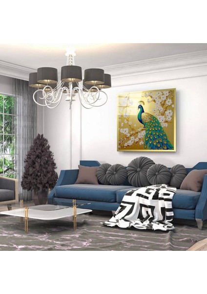 Gold Zemin Tavuz Kuşu Cam Tablo
