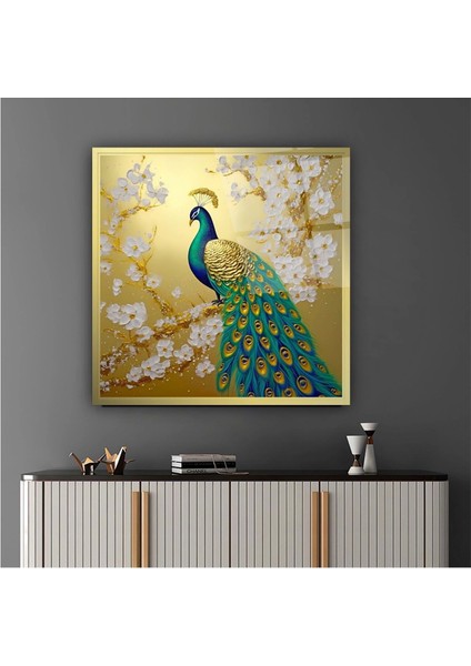 Gold Zemin Tavuz Kuşu Cam Tablo modelleri