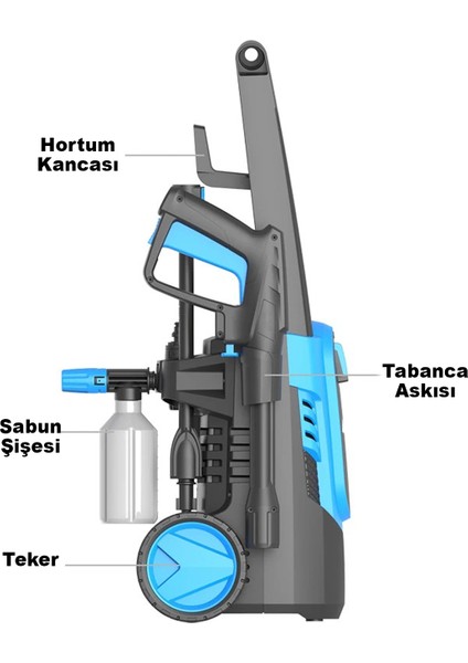 Yüksek Basınçlı Yıkama Makinesi 105 Bar Araç Yıkama Oto Yıkama 1400W