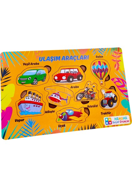 Eğitici Ahşap Oyuncak | Ahşap Ulaşım Araçları Temalı Bul-Tak Puzzle