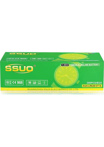 Ssuo 1.55V SR626SW/377 AG4 LR66 Gümüş Oksit Alkalin Kol Saati Pili 3 Yıl Kullanım Ömrü