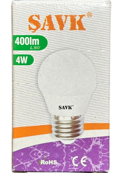 4W (40W) 6500K (Beyaz Işık) E27 Duylu LED Top Ampul (10 Adet)