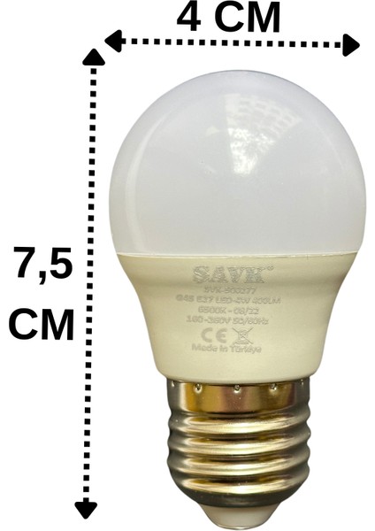 4W (40W) 6500K (Beyaz Işık) E27 Duylu LED Top Ampul (10 Adet)