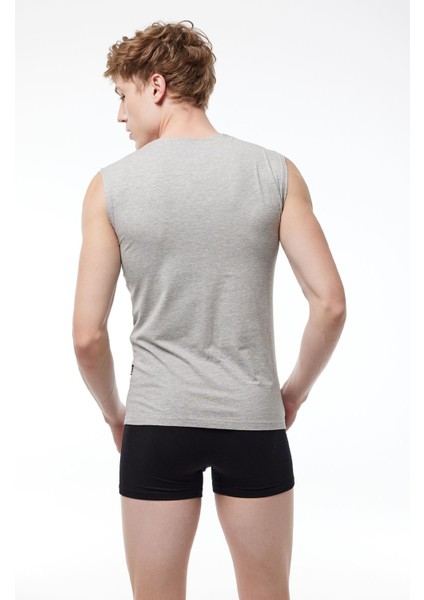 Erkek Siyah Gri 2 Li Paket V Yaka Iz Yapmayan Modal Kolsuz Atlet 064 2M064 modelleri