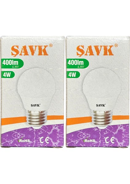 4W (40W) 6500K (Beyaz Işık) E27 Duylu LED Top Ampul (2 Adet)