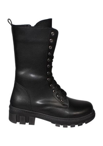 Yazkış Kadın Siyah Ten Cilt 22CM Bilek Boyu Bağcıklı Yandan Fermuarlı Soğuya Dayanıklı Postal Bot fiyatları