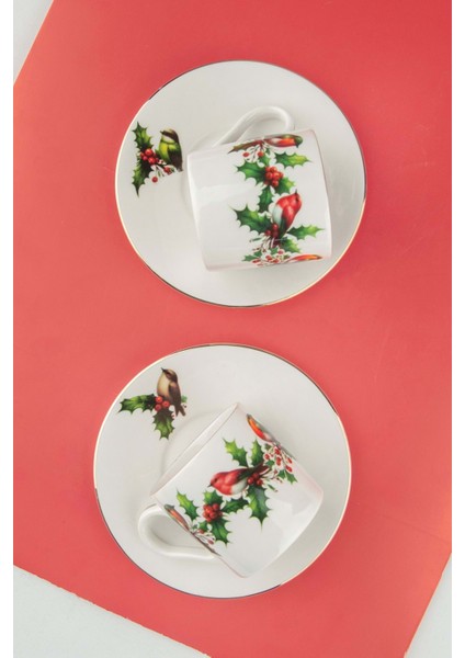Christmas Birds Iki Kişilik Kahve Fincan Takımı
