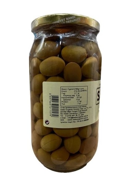 Organik x 2 Kavanoz Yeşil Zeytin 600 gr