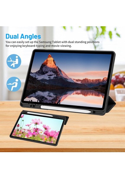 Ipad Mini 7 Uyumlu Kılıf Kalem Bölmeli Şarj Yuvalı Katlanabilir Stand Yumuşak Silikon A17 Pro A2993 modelleri