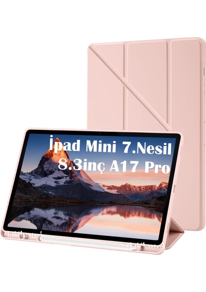 M.tk moveteck Ipad Mini 7 Uyumlu Kılıf Kalem Bölmeli Şarj Yuvalı Katlanabilir Stand Yumuşak Silikon A17 Pro A2993