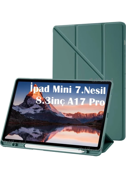 M.tk moveteck Ipad Mini 7 Uyumlu Kılıf Kalem Bölmeli Şarj Yuvalı Katlanabilir Stand Yumuşak Silikon A17 Pro A2993