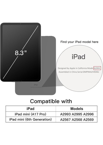 Apple iPad Mini 7 Kılıf Akıllı Smart Uyku Modlu Standlı Şeffaf Smart Kapak A2993 A2995 A2996 A17PRO