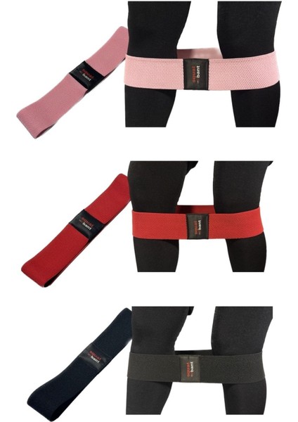 3'lü Direnç Bant Seti, Pilates, Kalça Egzersizi, Siyah-Kırmızı-Pembe renklerde