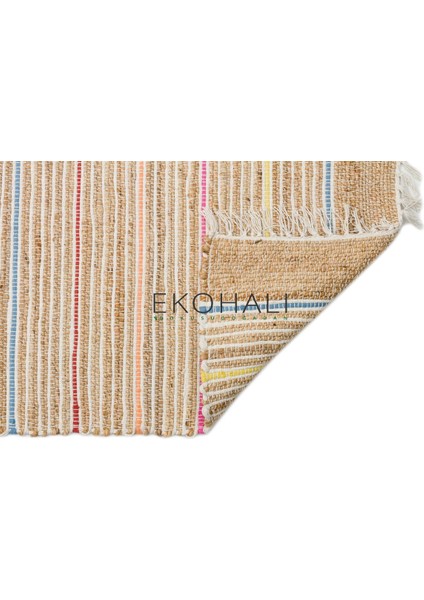 Juno Koleksiyonu Jüt ile Üretilen El Dokuma Sisal Kilim Ech 05 Natural Multy
