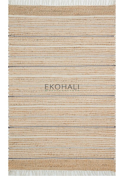 Juno Koleksiyonu Jüt ile Üretilen El Dokuma Sisal Kilim Ech 05 Natural Grey