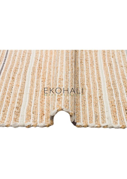 Juno Koleksiyonu Jüt ile Üretilen El Dokuma Sisal Kilim Ech 05 Natural Grey