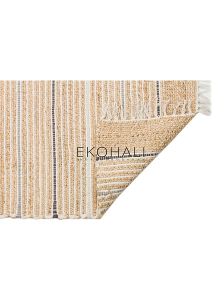 Juno Koleksiyonu Jüt ile Üretilen El Dokuma Sisal Kilim Ech 05 Natural Grey