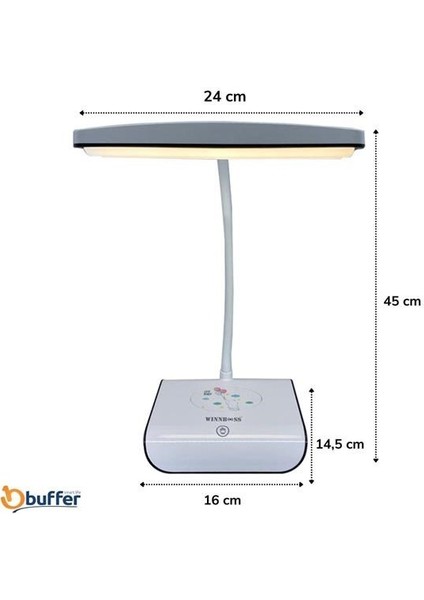 Şarjlı Oynar Esnek Başlıklı Dokunmatik 3 Farklı Modda Yanan Kaymaz Taban Led Masa Lambası