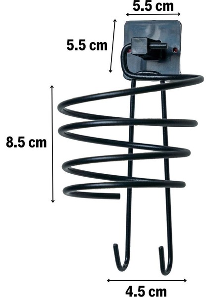 Kendiliğinden Yapışkanlı Siyah Paslanmaz Metal Fön Makinesi Askısı Saç Kurutma Makinesi Tutacağı