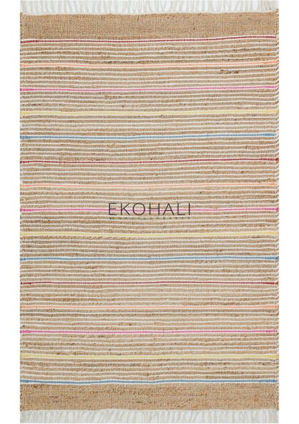 Juno Koleksiyonu Jüt ile Üretilen El Dokuma Sisal Kilim Ech 05 Natural Multy