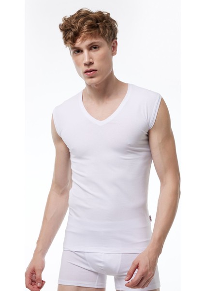 Erkek Beyaz Gri 2 Li Paket V Yaka Iz Yapmayan Modal Kolsuz Atlet 064 2M064 fiyatları