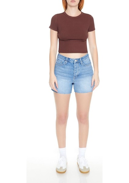 F21 Yuvarlak Yaka Crop Top Tişört fırsatları