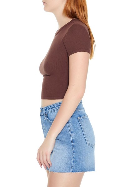 F21 Yuvarlak Yaka Crop Top Tişört modelleri