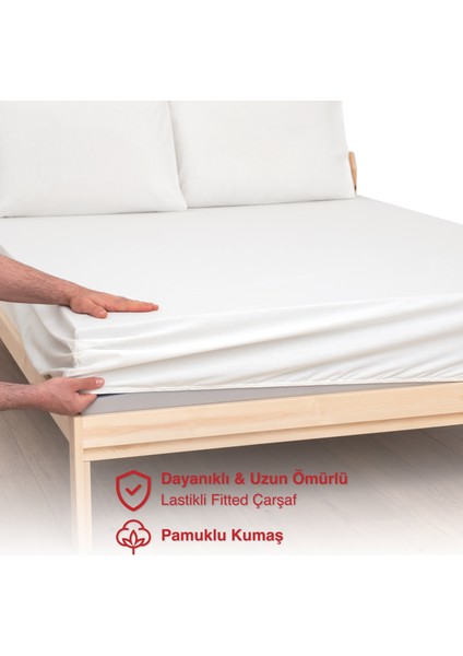 %100 Pamuklu Penye Çift Kişilik Lastikli Çarşaf 180x200-Krem modelleri