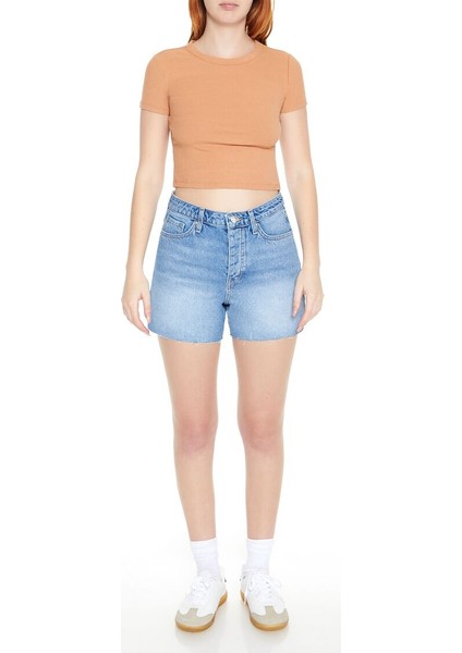 F21 Yuvarlak Yaka Crop Top Tişört fırsatları