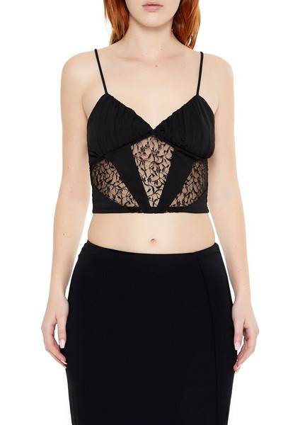 Dantel Detaylı Crop Korse