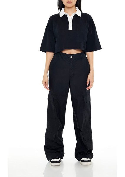 F21 Polo Yaka Detaylı Crop Tişört fiyatları