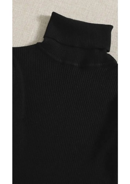 Kadın Siyah Kaşkorse Fitlli Balıkçı Yaka Boğazlı Kazak fiyatları