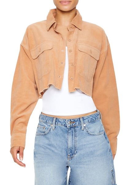 F21 Kadife Crop Gömlek