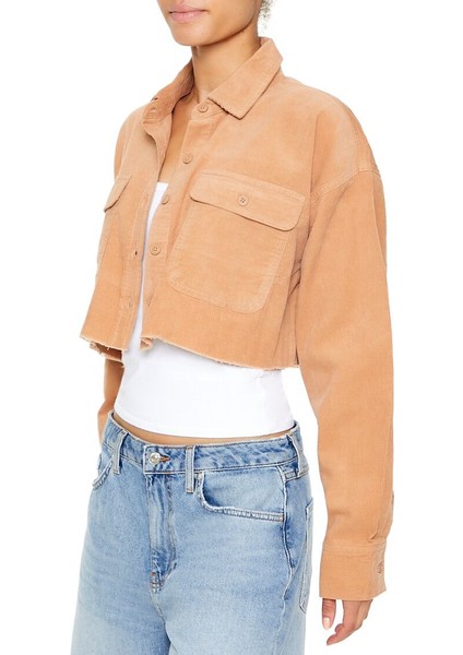 F21 Kadife Crop Gömlek