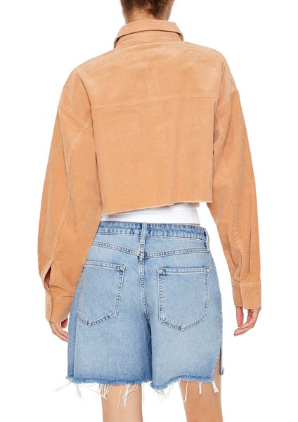F21 Kadife Crop Gömlek